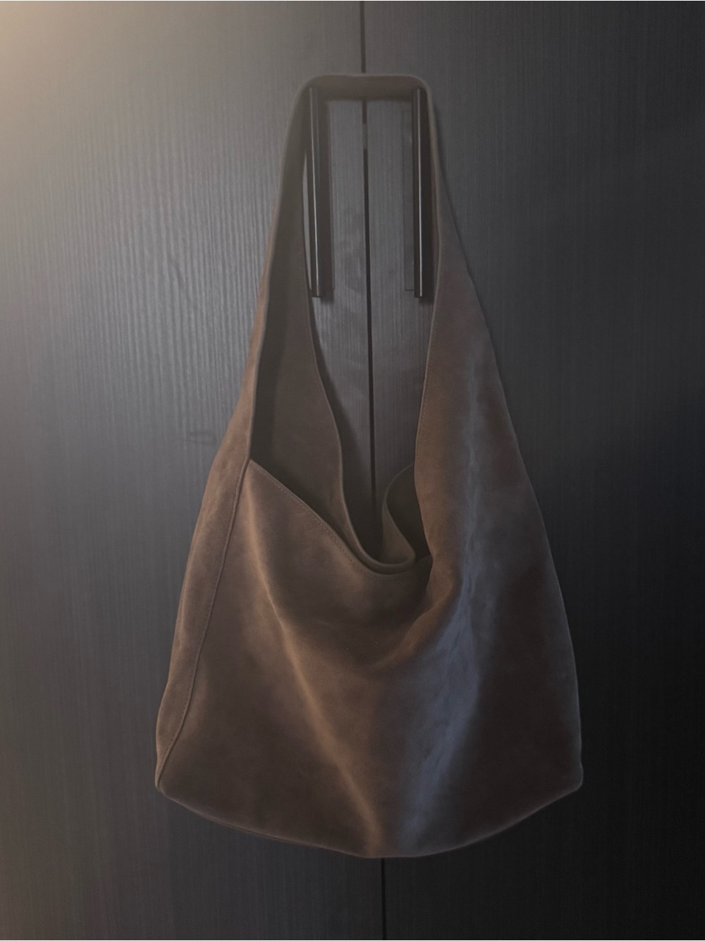 Quince Italian Suede Slouchy Shoulder Bag - Pebble - Picture 2 of 4